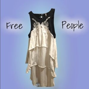 Free People Dark Night Snow White Tunic • Vegan Leather •Hi Low